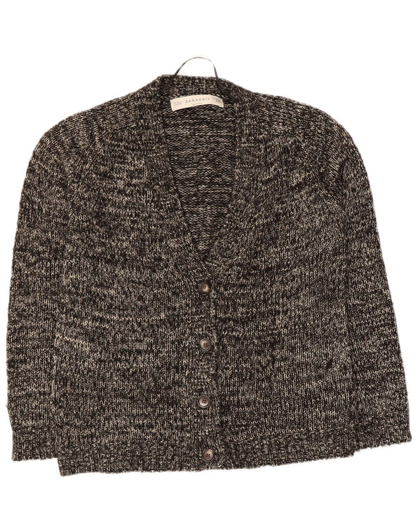 Zara ženski kardigan pulover UK 14 Srednji crni flekasti pamuk