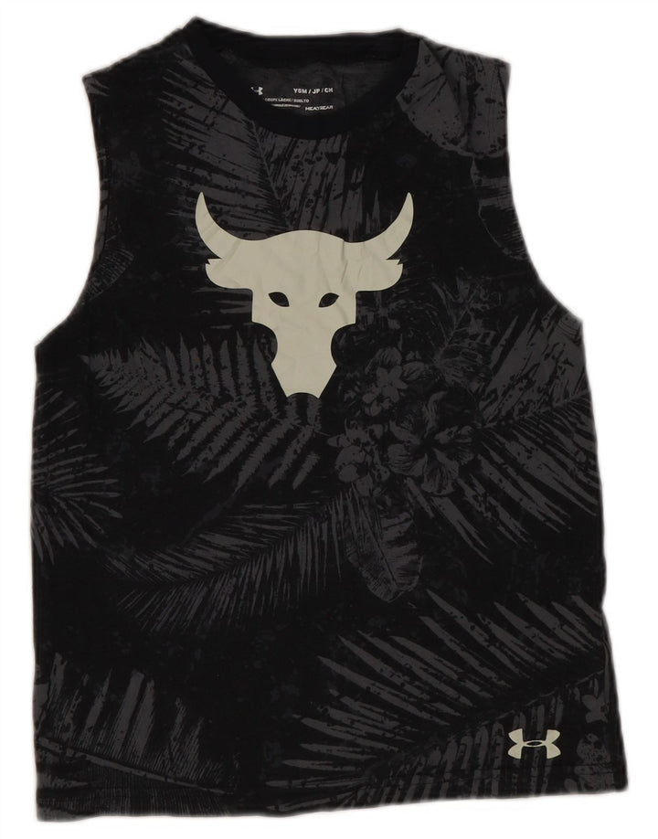 Under Armour Boys Heat Gear Graphic Vest Top 7-8 Years Small Black