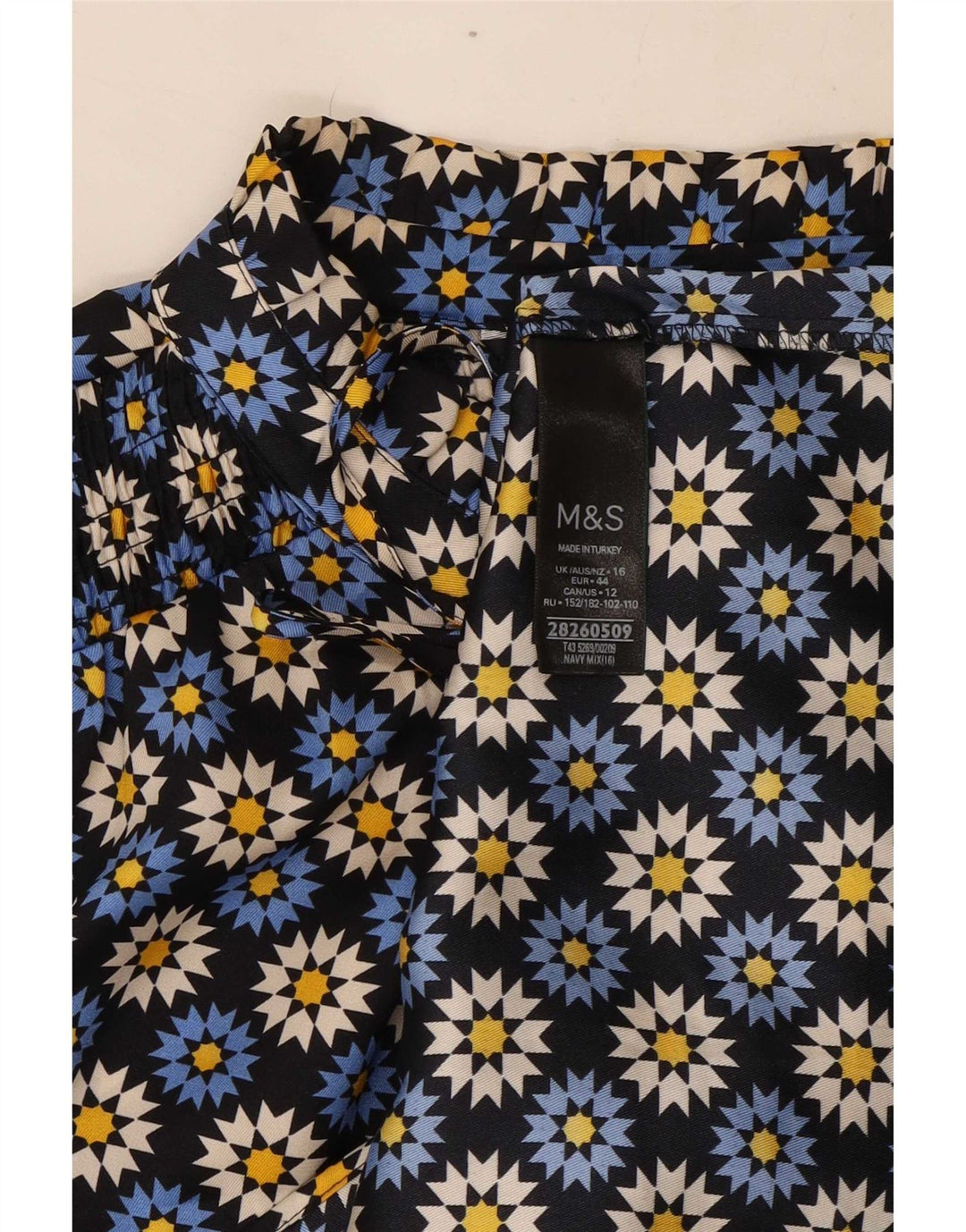 Marks & Spencer ženska majica s prednjom kravatom UK 16 velika tamnoplava cvjetna