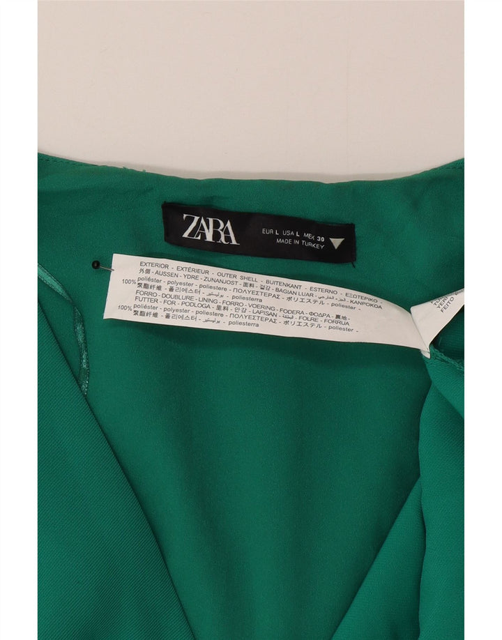 Zara ženska haljina A-kroja UK 16 Veliki zeleni poliester