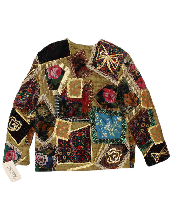 ELISA LANDRI Ženska jakna jakna UK 16 Veliki kaki patchwork viskoza