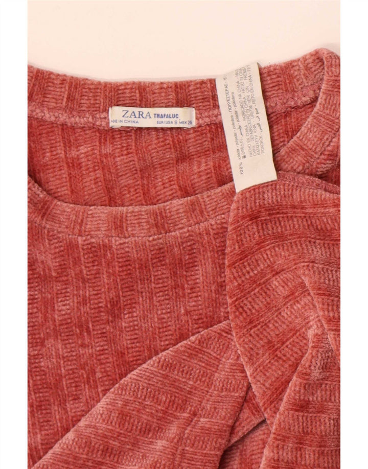 Zara ženski vrh bluze od velura UK 10 mali crveni poliester