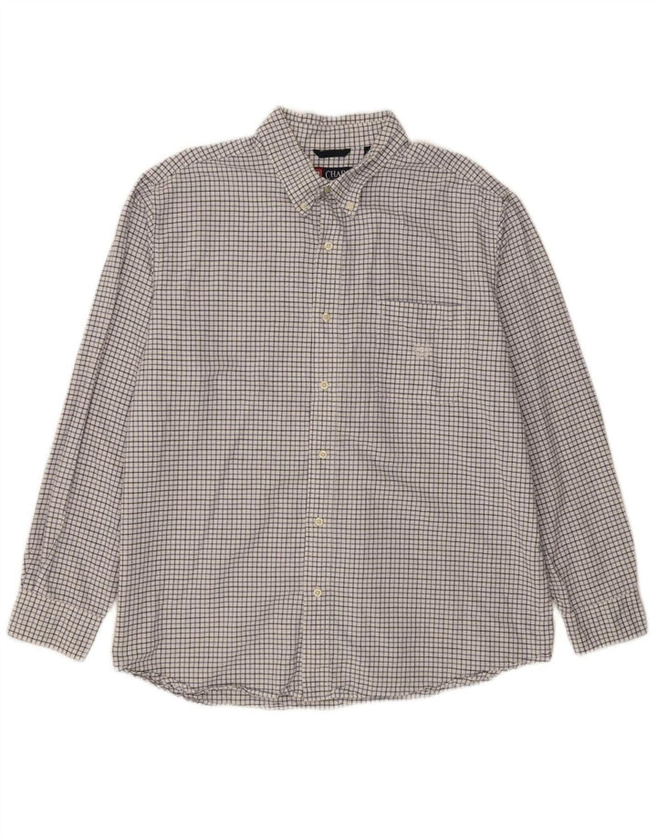 CHAPS Mens Big & Tall Shirt 2XL White Check Cotton