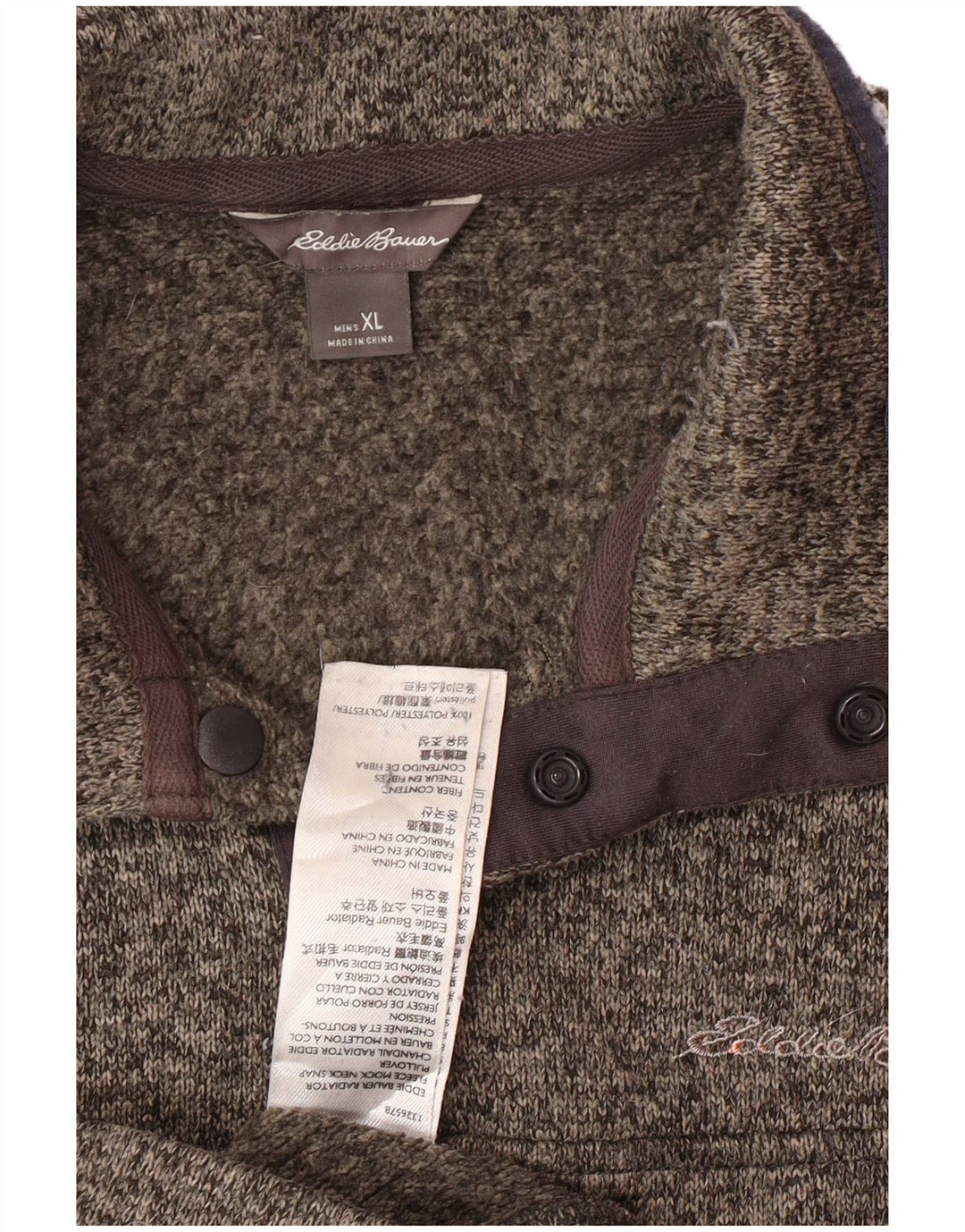 EDDIE BAUER Muška majica s dugmadima i izrezom XL sivi pjegavi poliester
