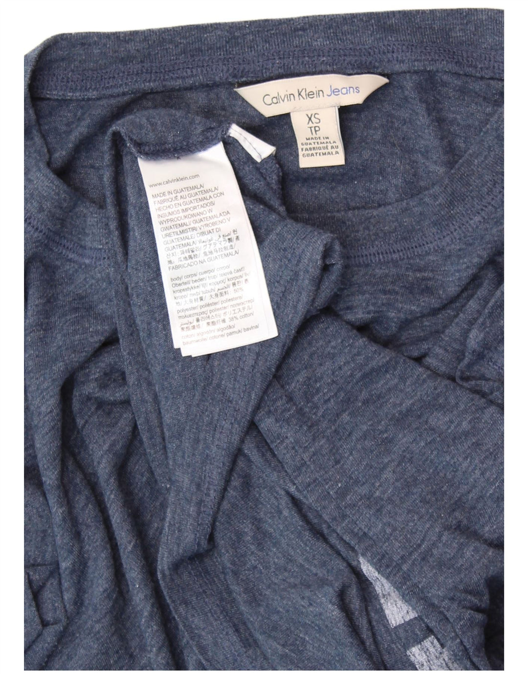 CALVIN KLEIN JEANS Ženska grafička majica kratkih rukava UK 6 XS tamnoplava s pjegama