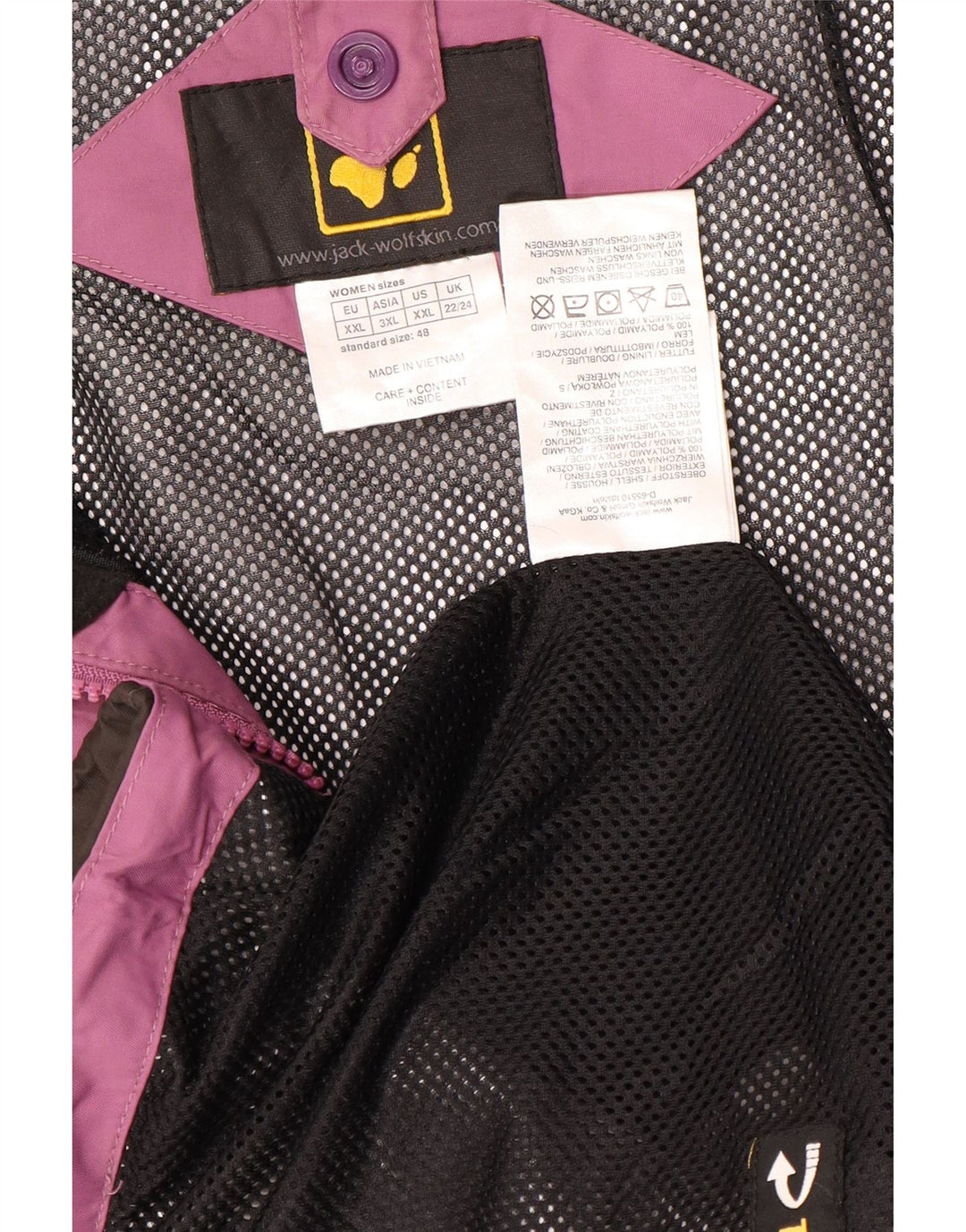 JACK WOLFSKIN Ženska grafička kišna jakna UK 22/24 2XL Purple Colourblock