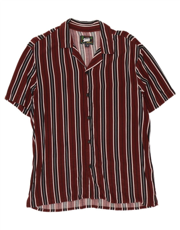 PULL & BEAR Muška košulja kratkih rukava, velika bordo prugasta viskoza