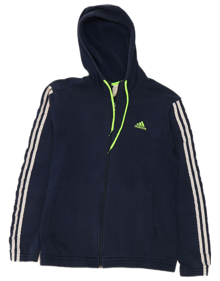 Adidas muški pulover s kapuljačom na patentni zatvarač srednje tamnoplavi pamuk