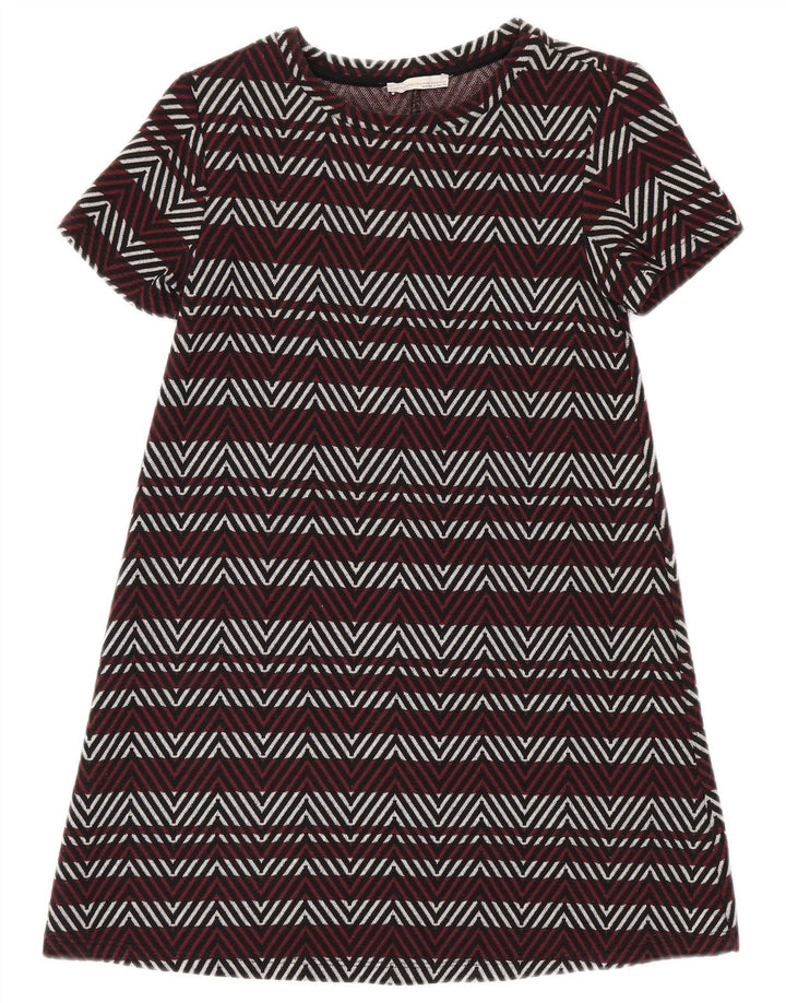 Zara ženska Trafaluc Basic haljina UK 8 Mali bordo Chevron poliester