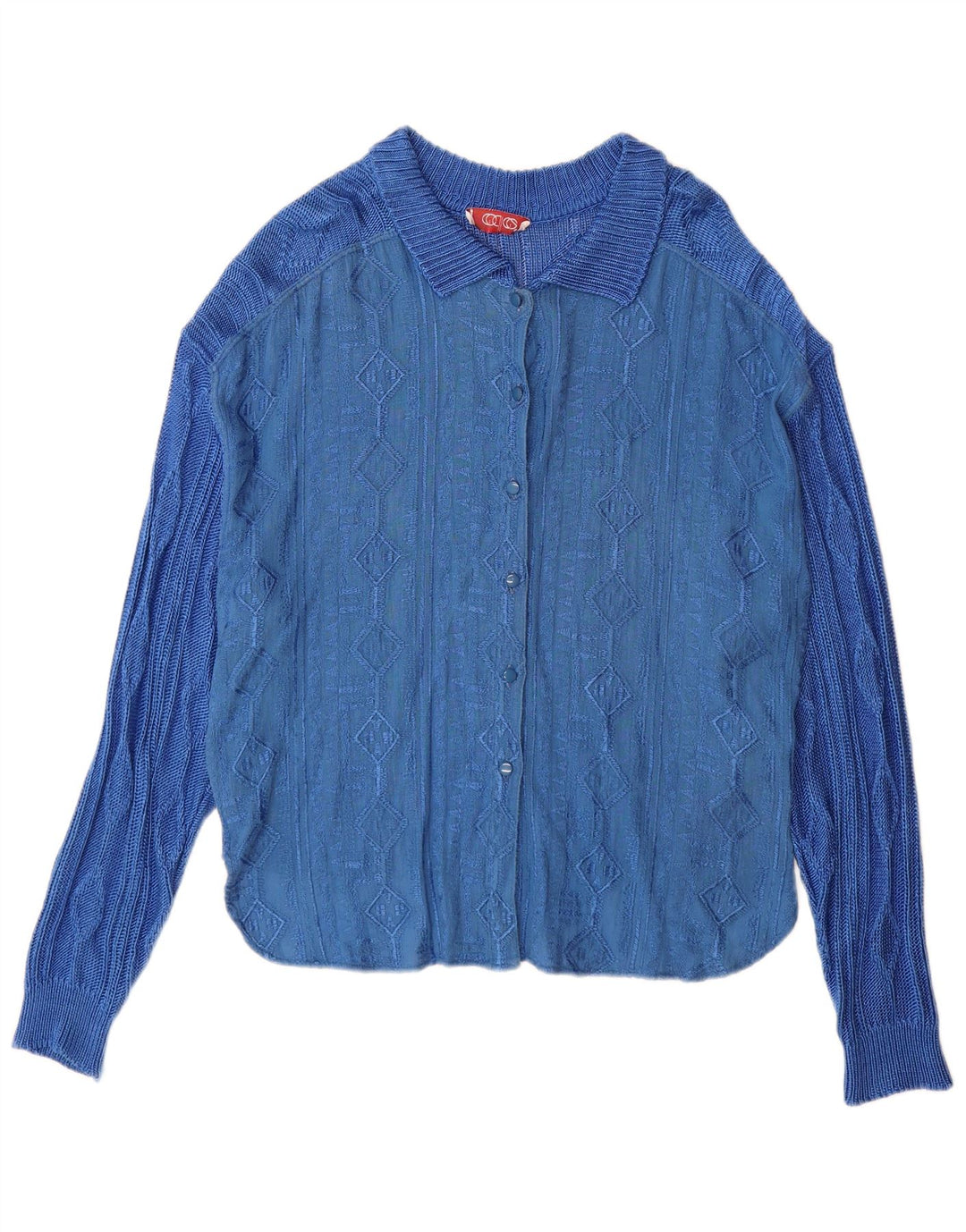 Vintage ženski kardigan džemper IT 44 Srednje plava geometrijska viskoza