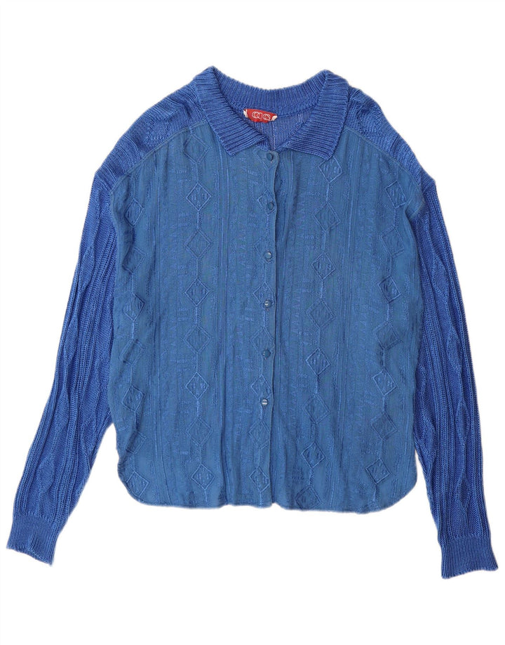 Vintage ženski kardigan džemper IT 44 Srednje plava geometrijska viskoza