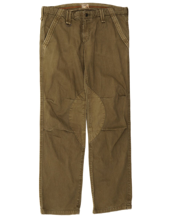 Vintage muške ravne chino hlače IT 54 2XL W38 L33 kaki riblja kost