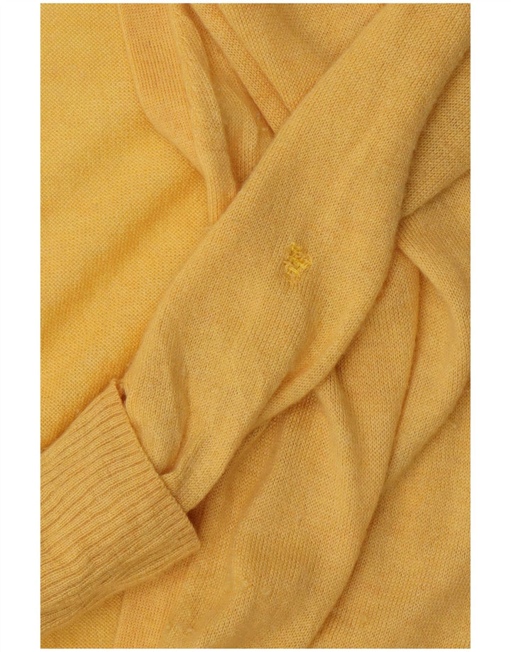 FAT FACE Ženski dugački otvoreni kardigan pulover UK 14 Srednje žuta vuna