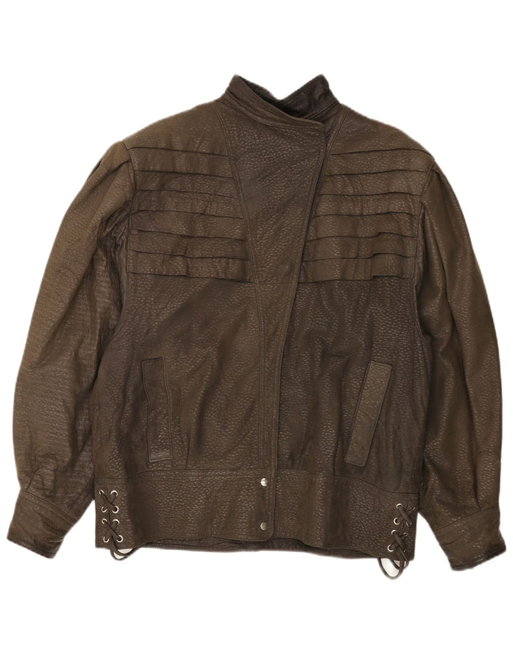 Vintage ženska kožna jakna UK 20 2XL smeđa koža