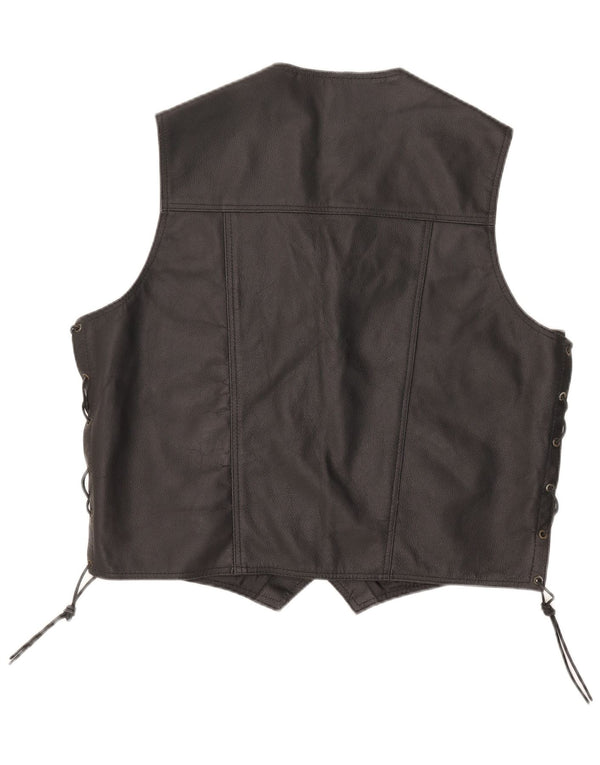 Vintage ženski motociklistički kožni prsluk UK 24 4XL crni