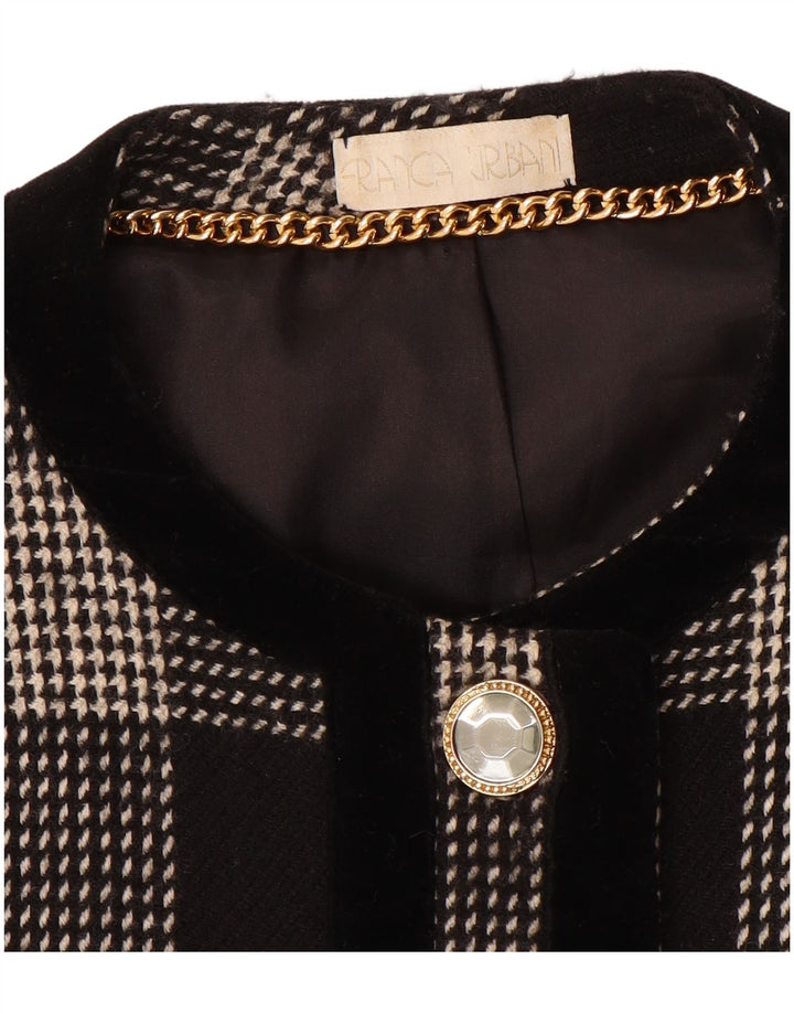 Vintage ženski sako sa 5 gumba UK 14 srednje crne ptičje zube