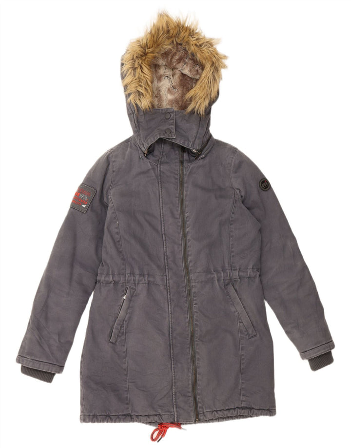 Mistral ženska velika parka jakna s kapuljačom UK 10 Mala siva pamuk