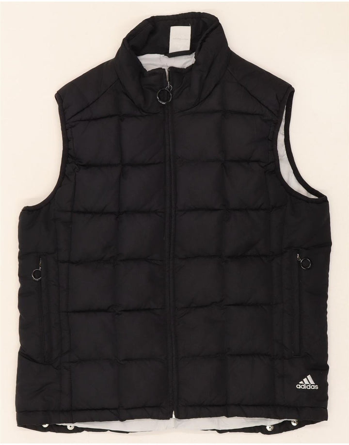 Ženska podstavljena jakna Adidas UK 12 Srednje crni poliester