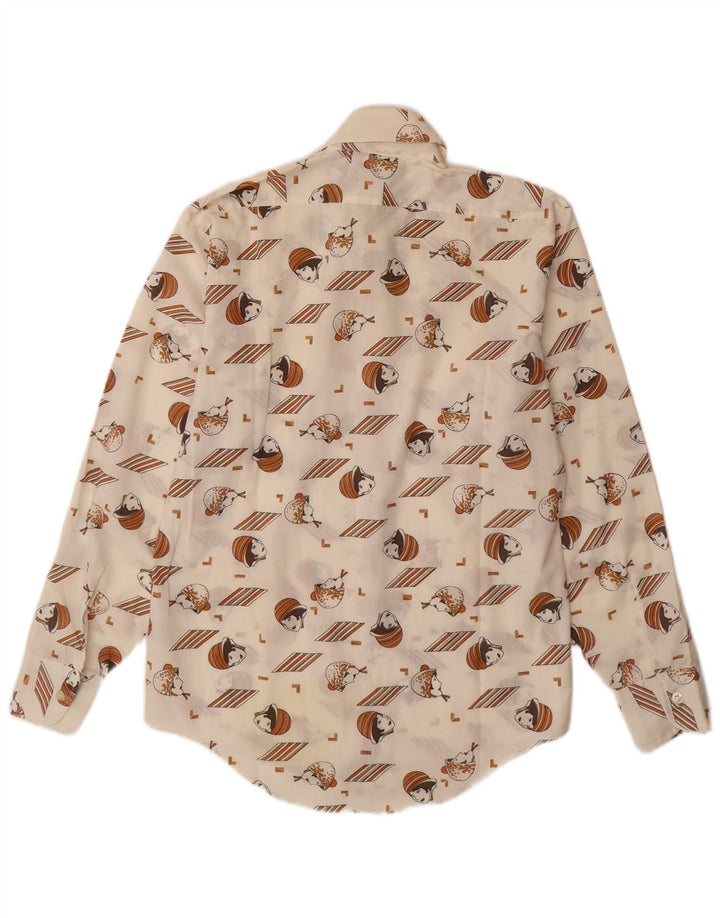 VINTAGE muška košulja s apstraktnim uzorkom, veličina 14 14 1/2, mala prljavo bijela