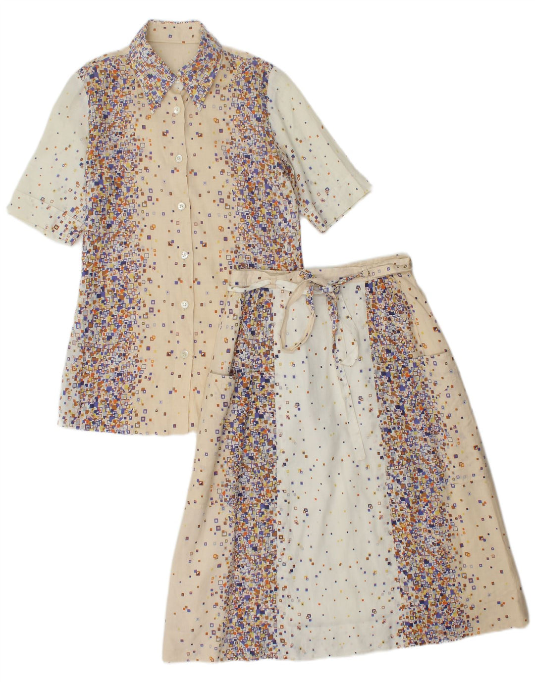 PANCALDI & B ženski dvodijelni komplet suknji UK 4 XS W24 bež geometrijski pamuk