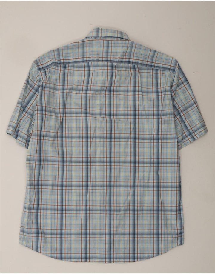 HUGO BOSS Mens Short Sleeve Shirt Large Blue Plaid Vintage Hugo Boss and Second-Hand Hugo Boss from Messina Hembry 