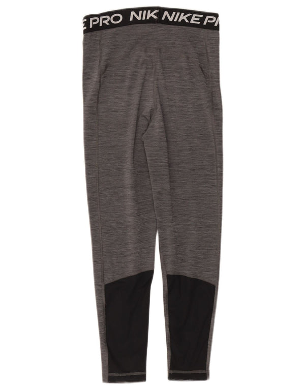 Nike Womens Dri Fit Graphic Leggings UK 10 Small  Grey Flecked Polyester