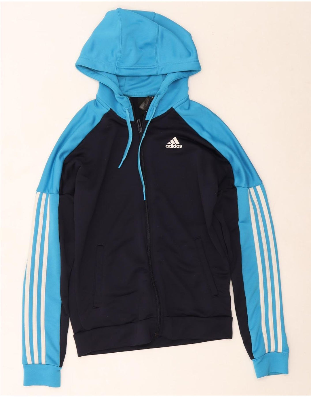 Adidas muški pulover s kapuljačom s patentnim zatvaračem mali tamnoplavi poliester u blokovima boja