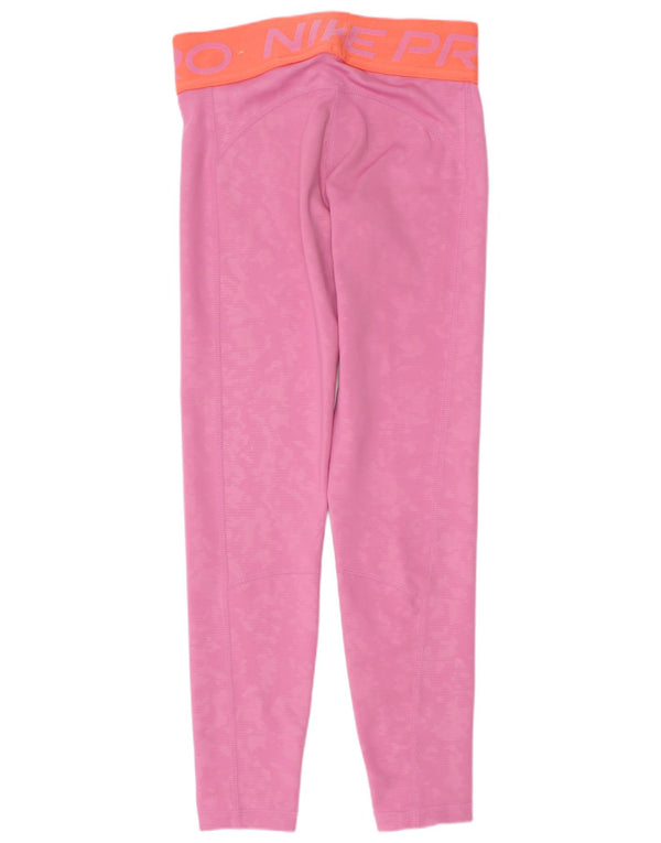 Nike Girls Dri Fit Graphic Leggings 5-6 Years XS Pink Camuflage Poliester