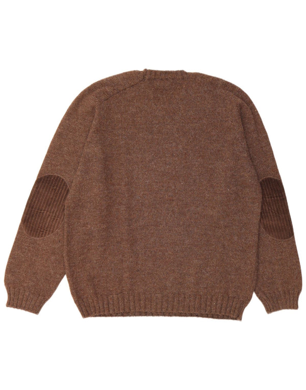 Vintage muški džemper s okruglim izrezom IT 54 XL smeđa vuna alpake