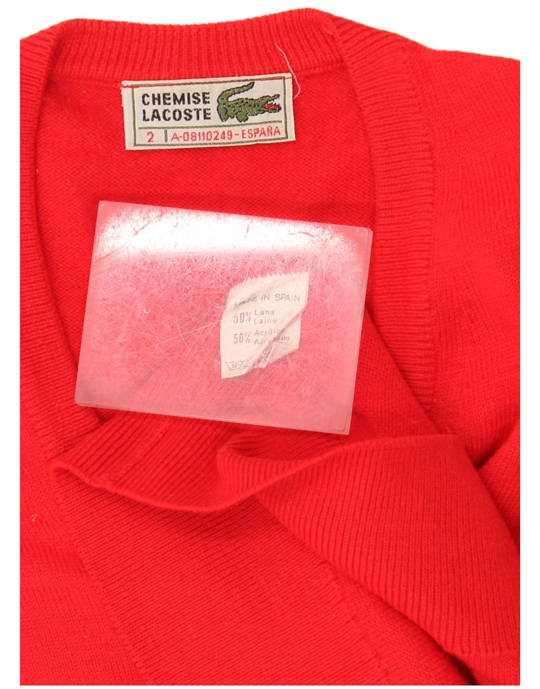 LACOSTE muški pulover s V-izrezom veličine 2 XS, crvena vunena