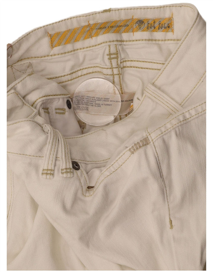 FAT FACE Ženske ravne traperice niskog struka UK 12 Srednje W32 L31 Bijele