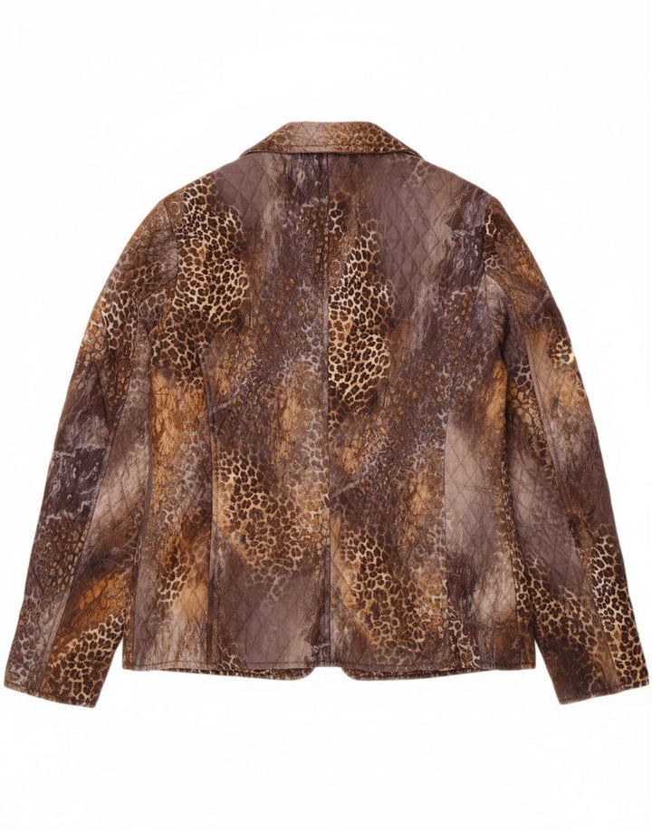LIU JO Womens 2 Button Blazer Jacket UK 14 Medium Brown Animal Print Vintage Liu Jo and Second-Hand Liu Jo from Messina Hembry 