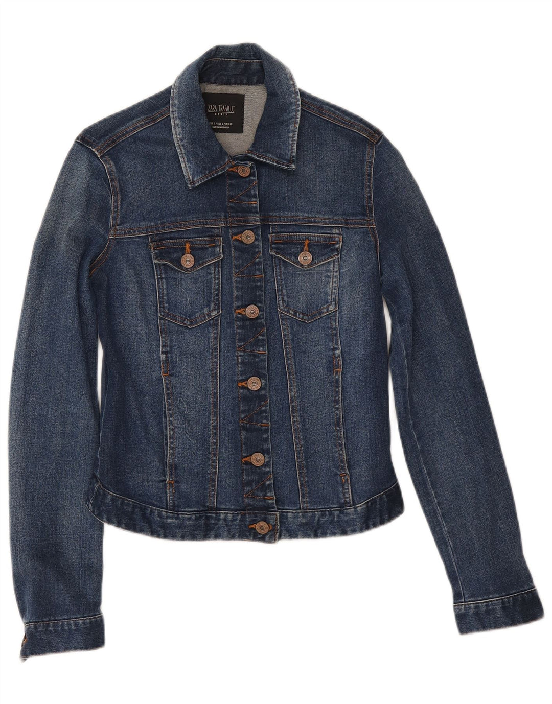 Zara ženska crop traper jakna UK 10 Small Blue Cotton