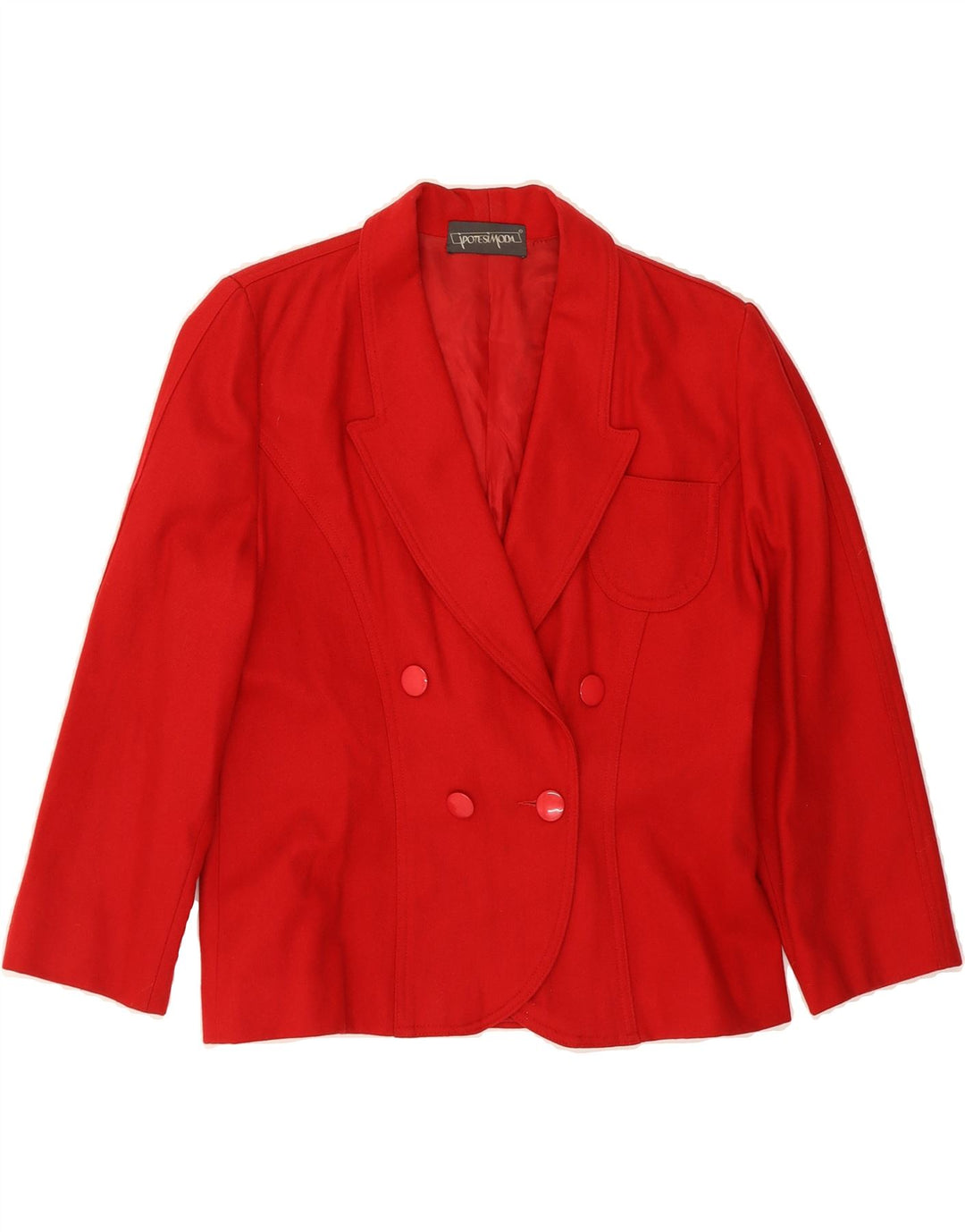 VINTAGE Womens Double Breasted Blazer Jacket UK 14 Medium Red Wool Vintage Vintage and Second-Hand Vintage from Messina Hembry 