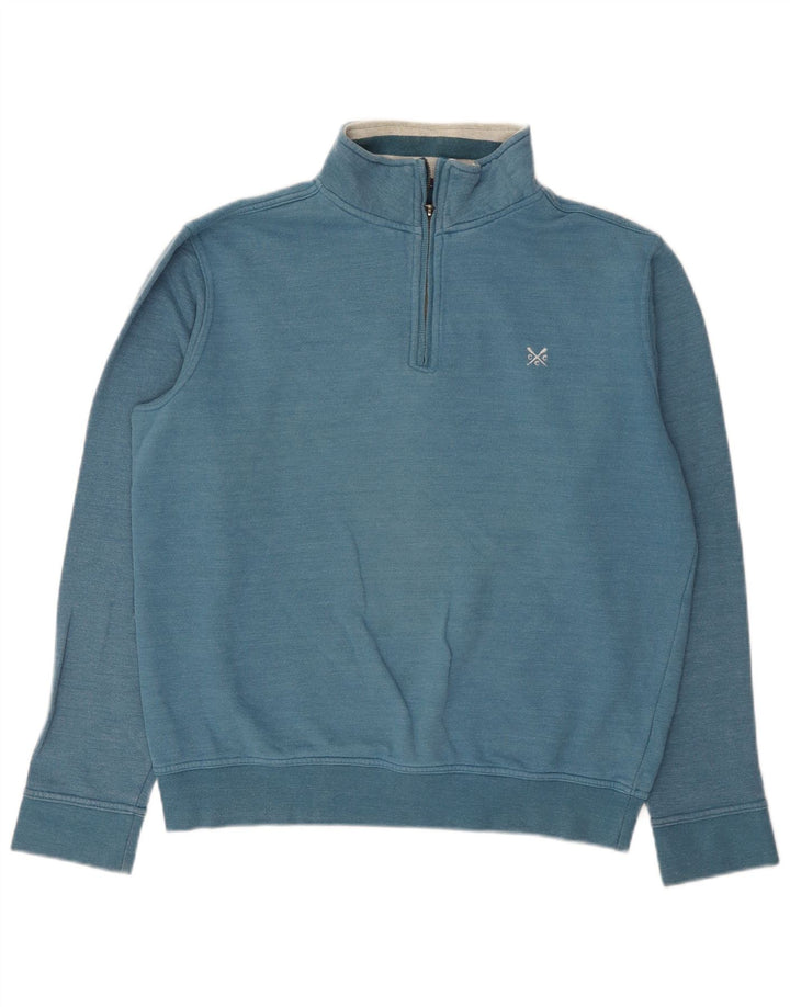 Crew Clothing Muška majica s izrezom s patentnim zatvaračem Srednje plavi pamuk