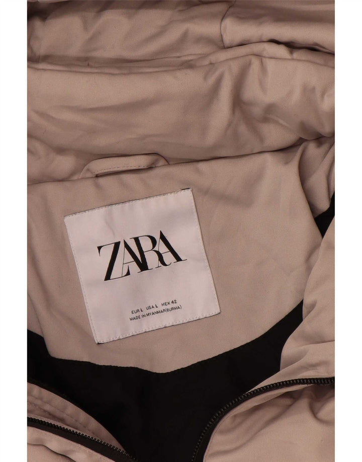 Zara ženska podstavljena jakna s kapuljačom UK 14 veliki sivi poliester