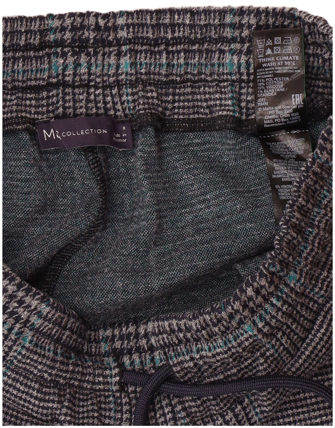 MARKS & SPENCER Ženske trenirke Hlače UK 8 Small Gray Houndstooth