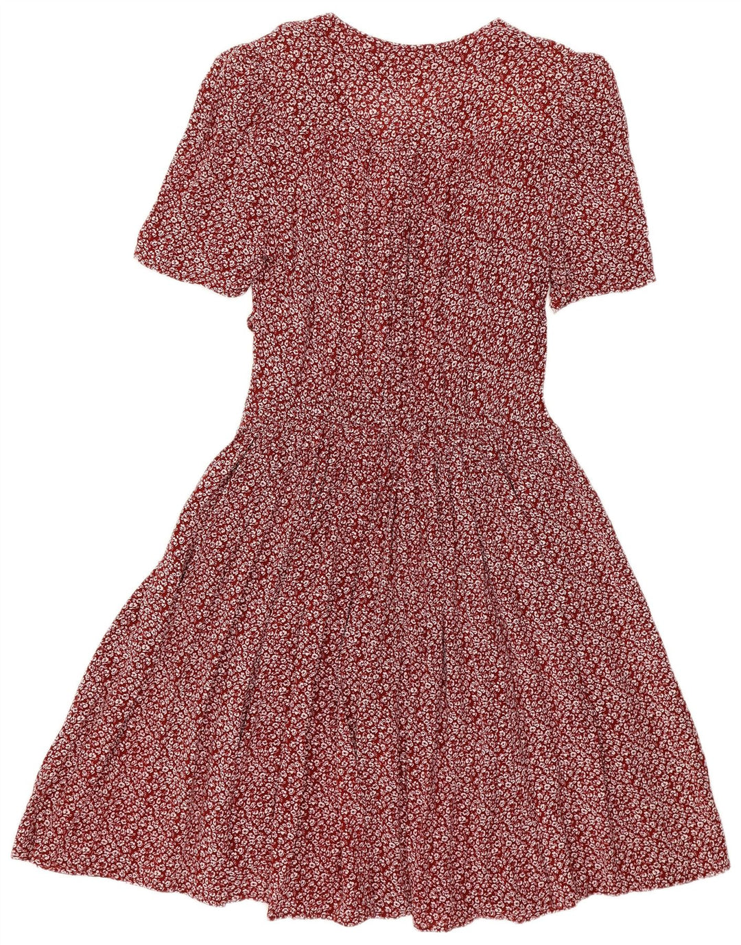 VINTAGE Ženska Empire haljina UK 14 Velika bordo cvjetna