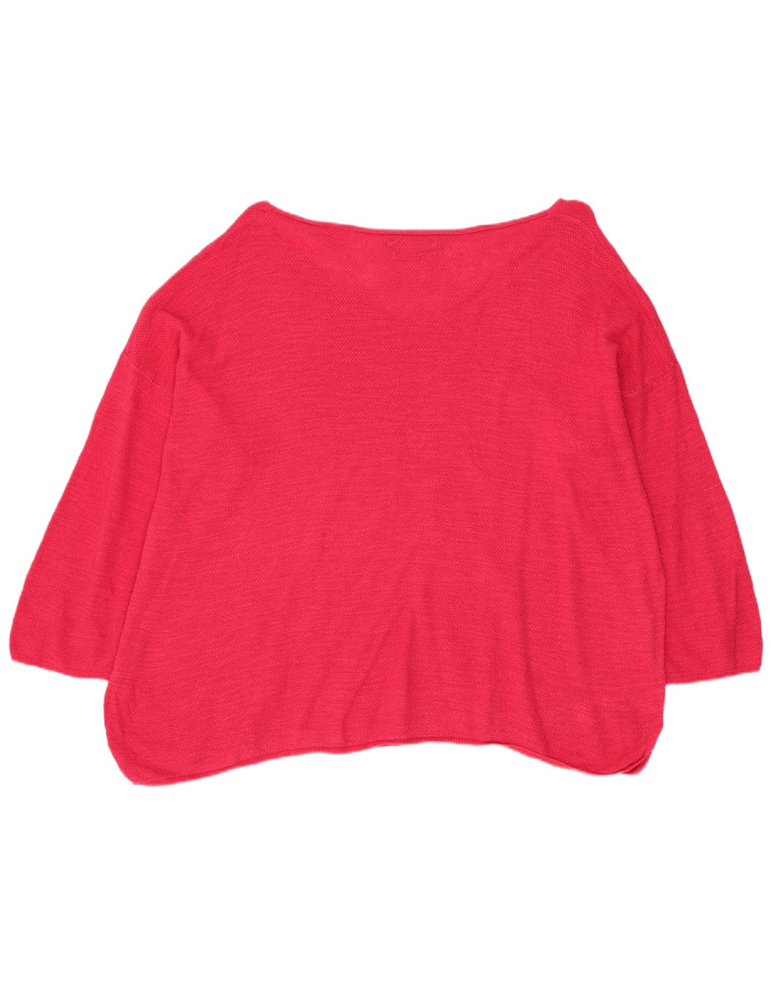 Benetton veliki ženski džemper s veznim izrezom UK 14 srednje ružičasti pamuk