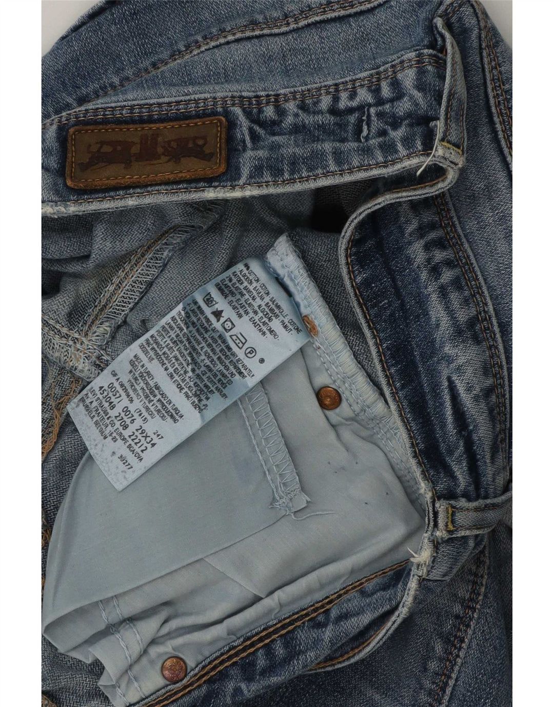 Levi's ženske 571 iskrzane uske traperice W29 L31 plavi pamuk