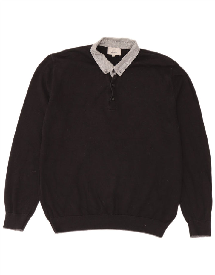 Marks & Spencer, veliki crni muški pulover s polo ovratnikom Regular Fit