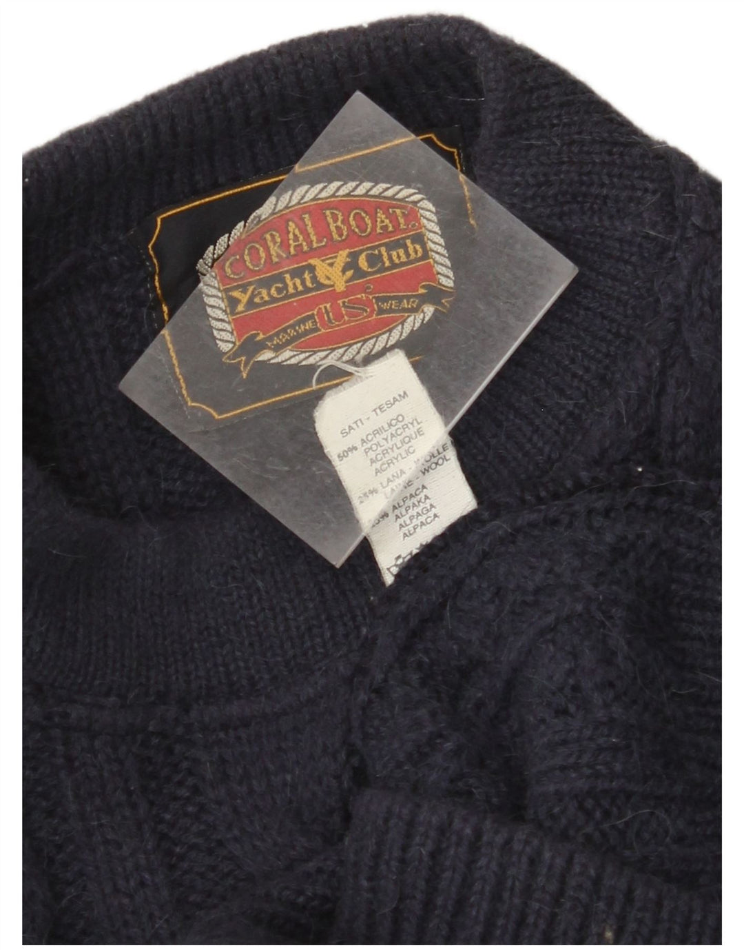 VINTAGE ženski džemper s okruglim izrezom UK 18 XL tamnoplavi akril