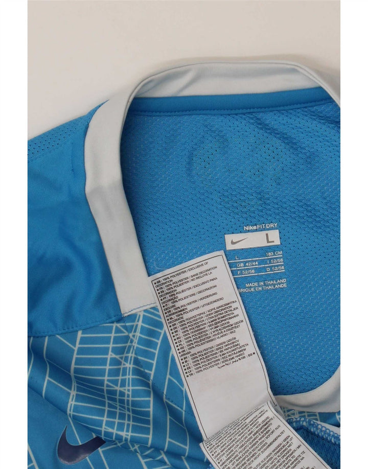 Nike muška majica kratkih rukava UK 42/44 veliki plavi geometrijski poliester