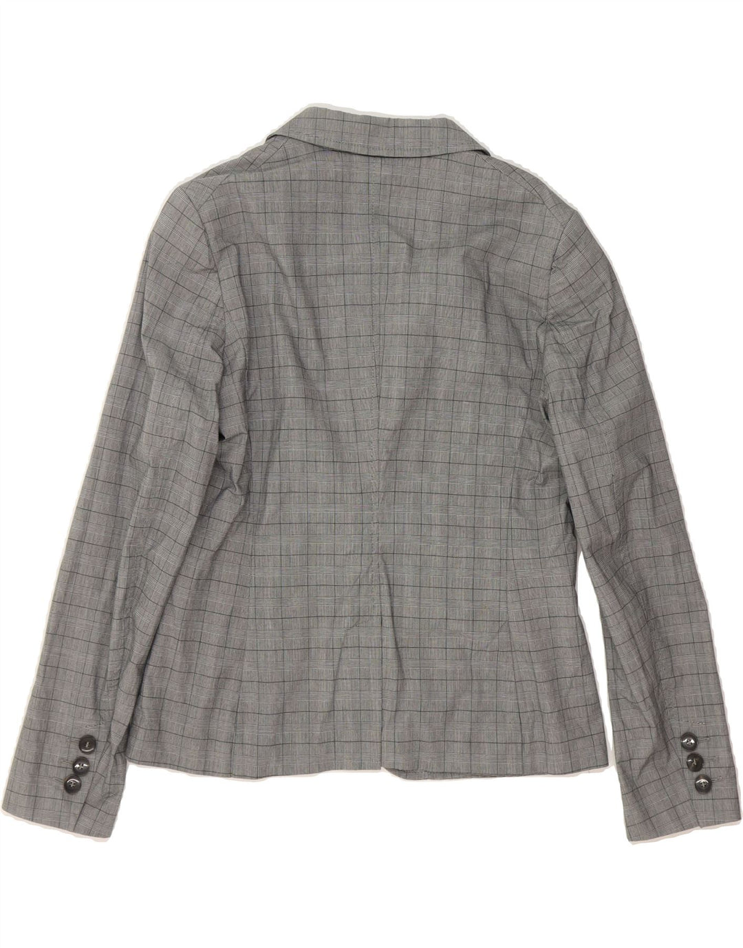 BENETTON Womens 2 Button Blazer Jacket UK 12 Medium Grey Check Vintage Benetton and Second-Hand Benetton from Messina Hembry 