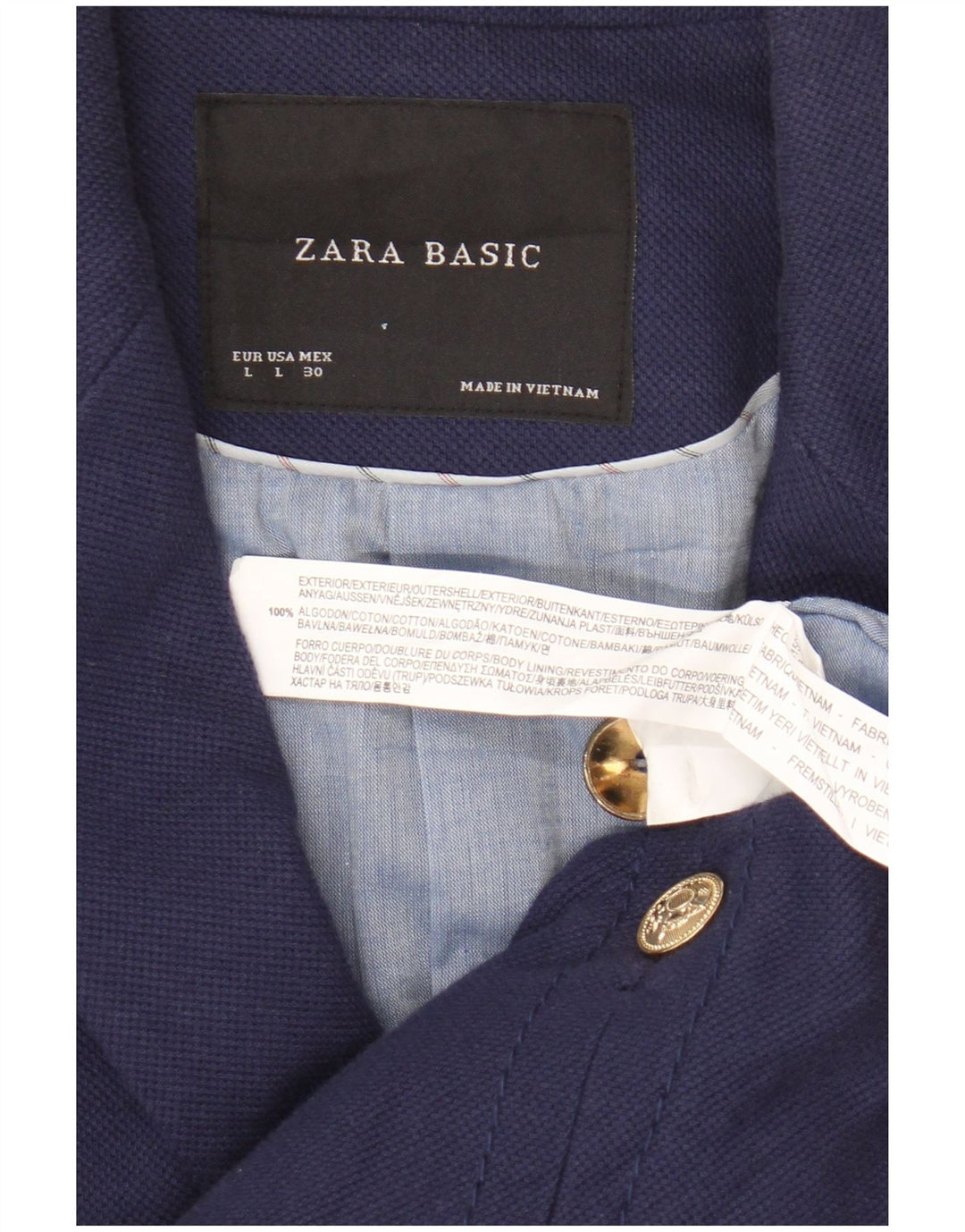 Zara ženski kratki sako s jednim gumbom, UK 16, veliki tamnoplavi pamuk