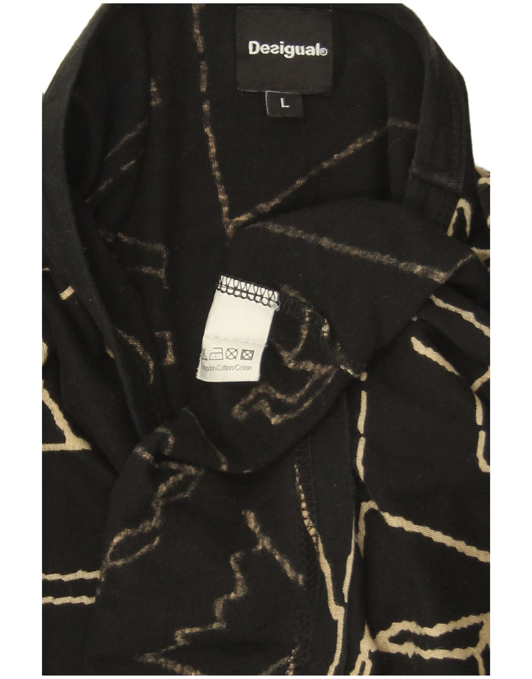 DESIGUAL Ženska prevelika majica dugih rukava s grafikama UK 16 Veliki crni pamuk