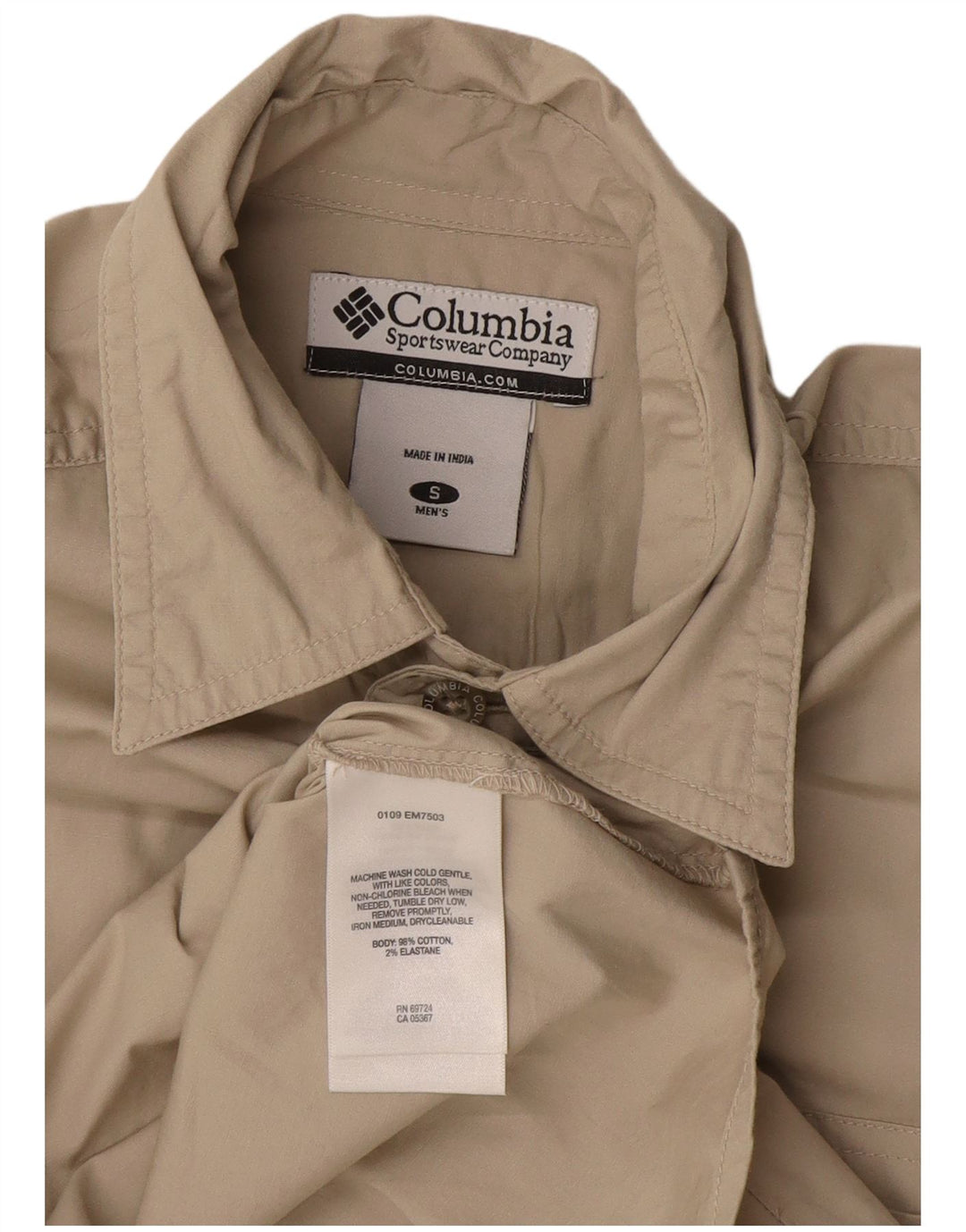 Columbia muška košulja kratkih rukava Mala bež pamučna