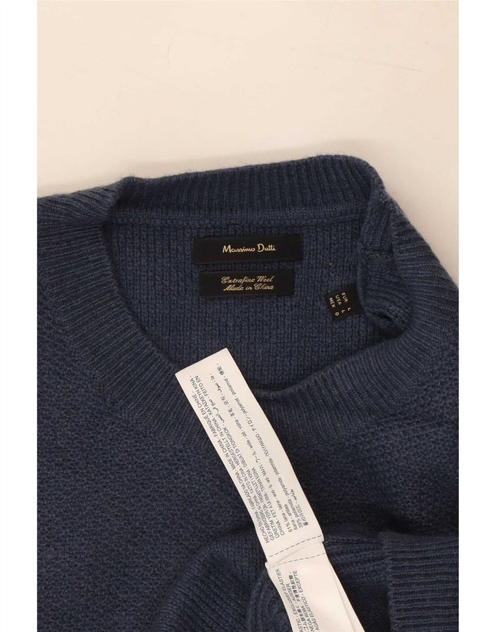 Massimo Dutti, muški džemper s okruglim izrezom, veliki tamnoplavi vuneni pulover
