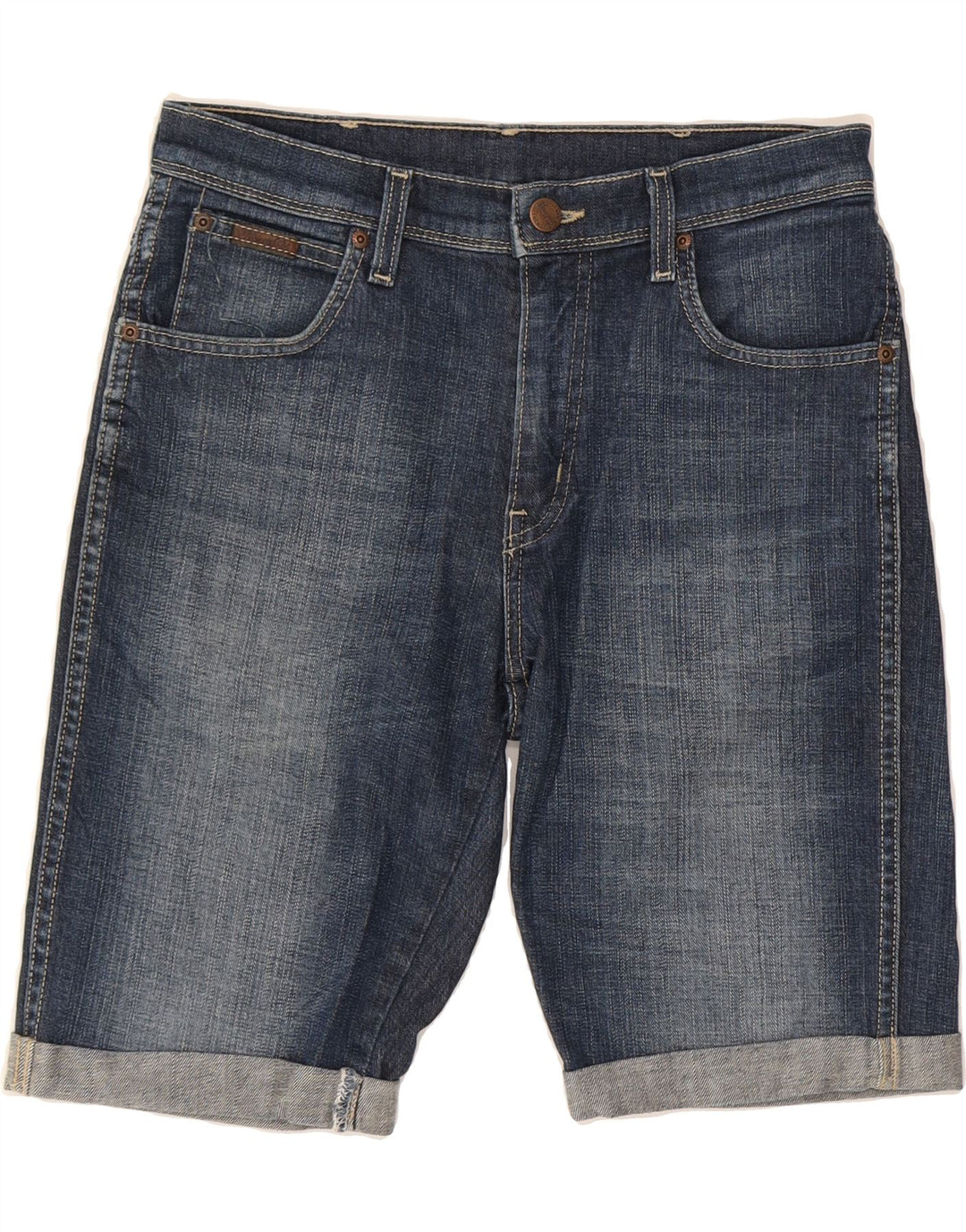 WRANGLER Womens Texas Stretch Denim Shorts W30 Medium Blue Cotton Vintage Wrangler and Second-Hand Wrangler from Messina Hembry 
