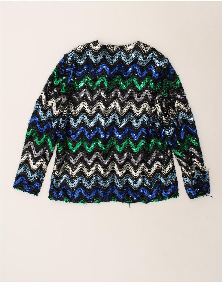 VINTAGE Womens Open Blazer Jacket UK 6 XS Multicoloured Chevron Vintage Vintage and Second-Hand Vintage from Messina Hembry 